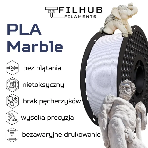 FilHub PLA Marmur Marble 1.75mm 1kg - obrazek 2